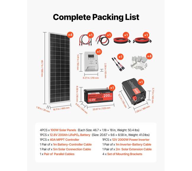 400W saulės energijos rinkinys 12V5
