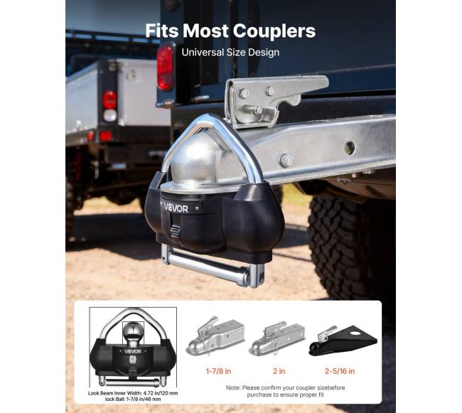 Priekabų kablio užraktas su 3 raktais1