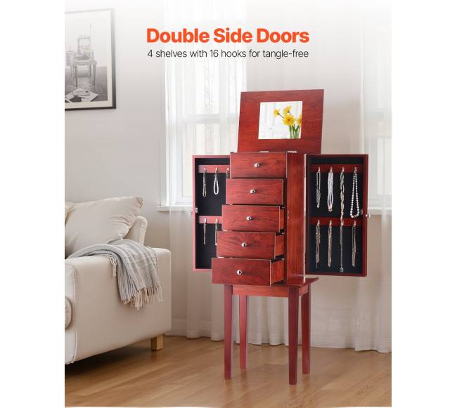 Juvelyrikos spintelė su veidrodžiu ir stalčiais2