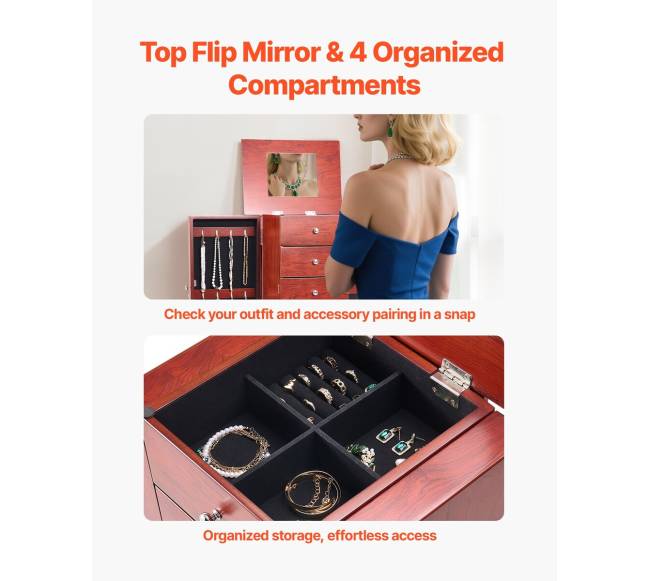 Juvelyrikos spintelė su veidrodžiu ir stalčiais3