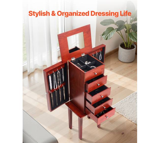 Juvelyrikos spintelė su veidrodžiu ir stalčiais5