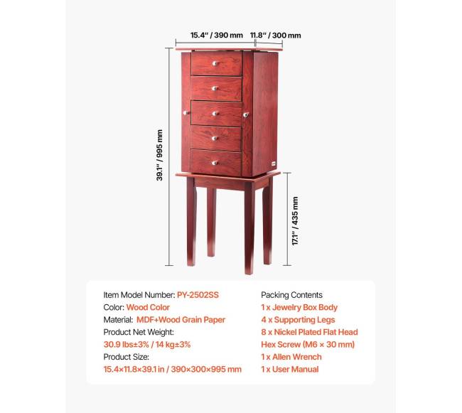 Juvelyrikos spintelė su veidrodžiu ir stalčiais6