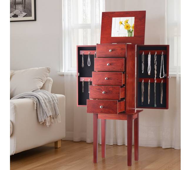 Juvelyrikos spintelė su veidrodžiu ir stalčiais7