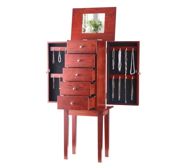 Juvelyrikos spintelė su veidrodžiu ir stalčiais8