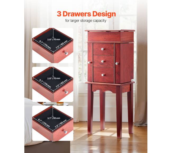 Papuošalų spintelė su veidrodžiu ir stalčiais1