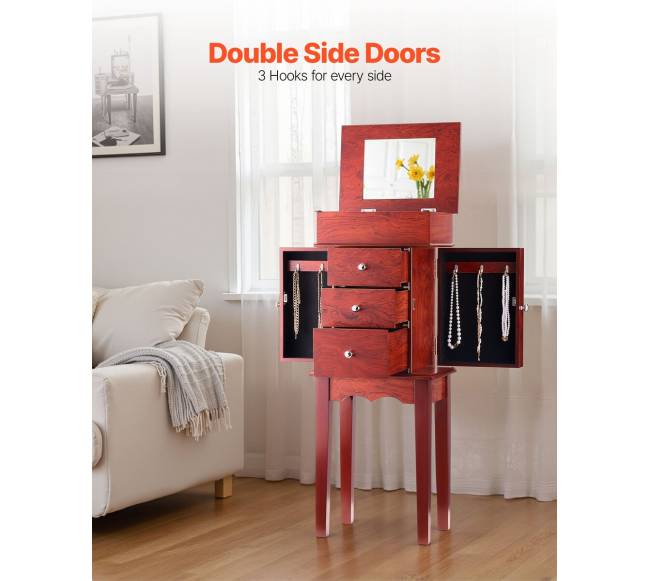 Papuošalų spintelė su veidrodžiu ir stalčiais2