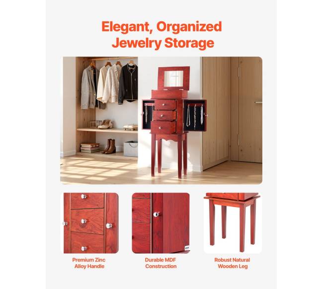 Papuošalų spintelė su veidrodžiu ir stalčiais4