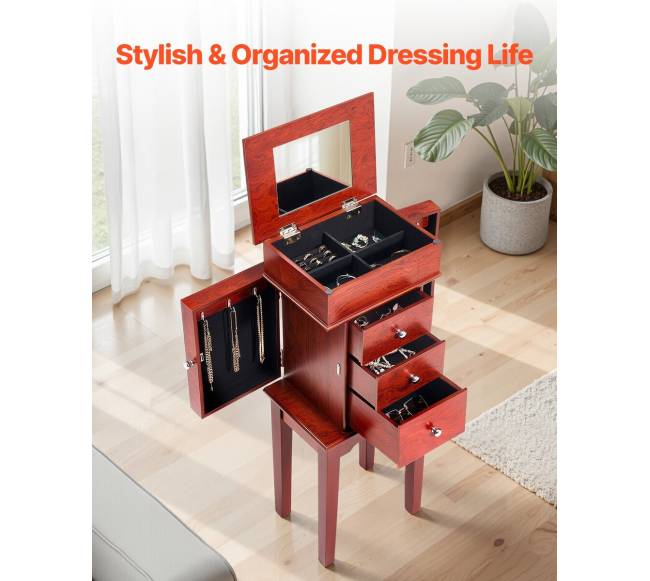 Papuošalų spintelė su veidrodžiu ir stalčiais5