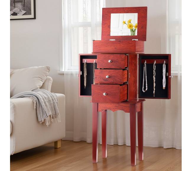 Papuošalų spintelė su veidrodžiu ir stalčiais7