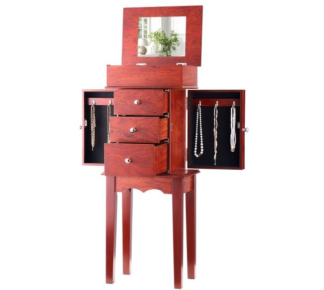 Papuošalų spintelė su veidrodžiu ir stalčiais8