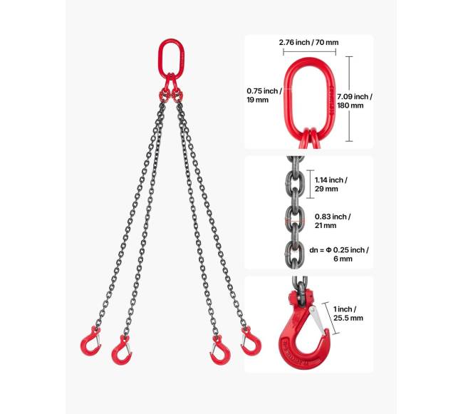 Kėlimo grandininis diržas, 6.3 mm x 1.5 m, 2993 kg1