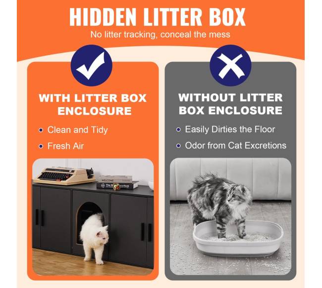 Katės tualeto dėžė 2 katėms, 147 cm, juoda2