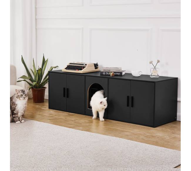 Katės tualeto dėžė 2 katėms, 147 cm, juoda7