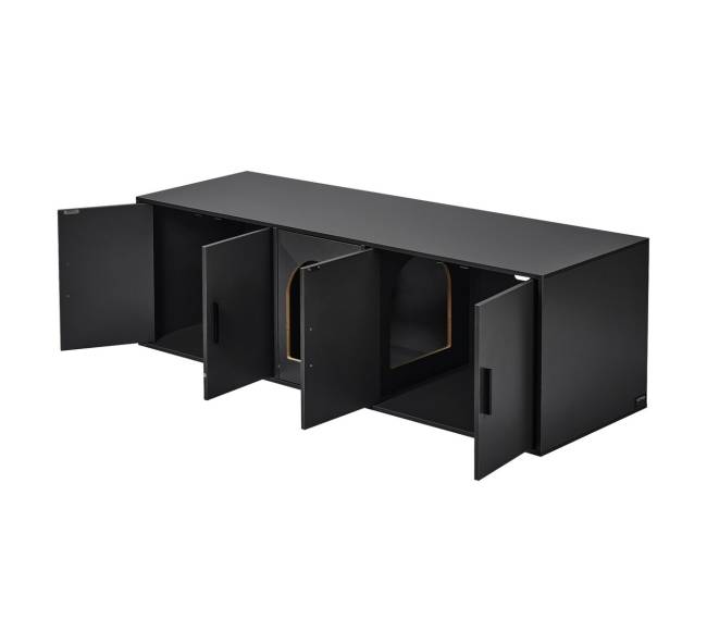 Katės tualeto dėžė 2 katėms, 147 cm, juoda10