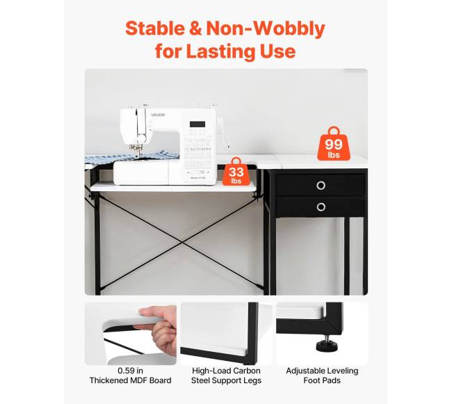 Siuvimo stalas su stalčiais ir reguliuojama lentyna2