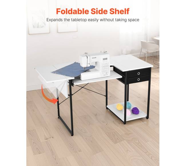 Siuvimo stalas su stalčiais ir reguliuojama lentyna4