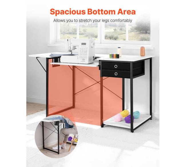 Siuvimo stalas su stalčiais ir reguliuojama lentyna5