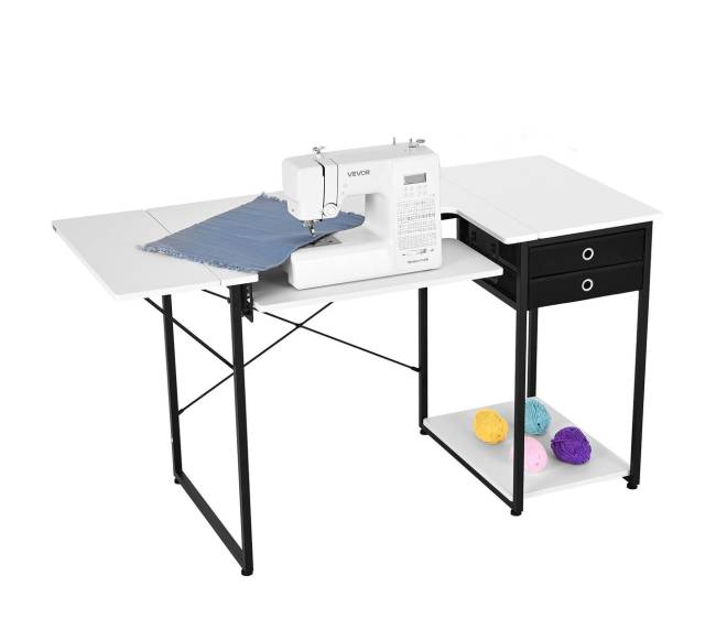 Siuvimo stalas su stalčiais ir reguliuojama lentyna9
