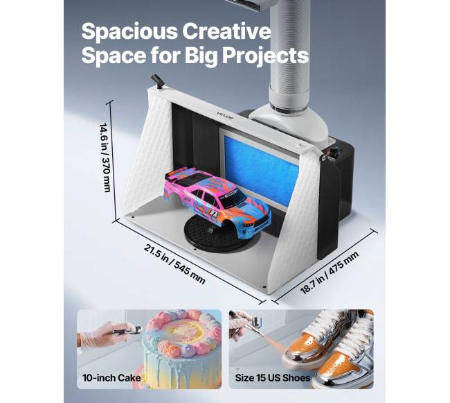 Dažymo kamera aerografui su dvigubais ventiliatoriais5