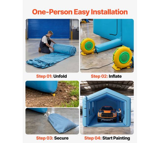 Pripučiamas dažymo paviljonas, 12 x 5 x 4 m4