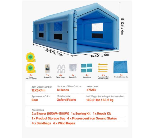 Pripučiamas dažymo paviljonas, 12 x 5 x 4 m6