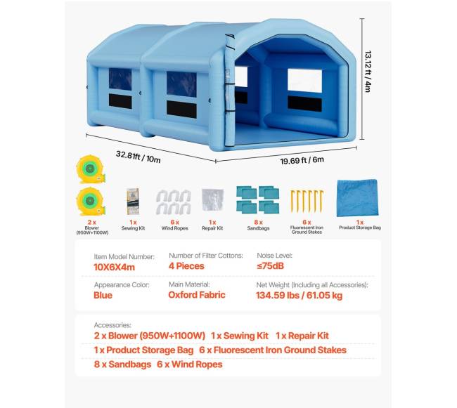 Pripučiama dažymo kabina 10 x 6 x 4 m6