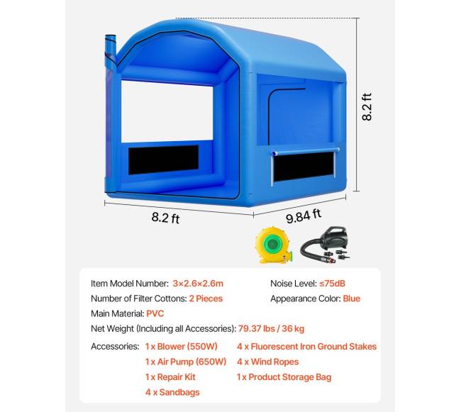 Pripučiamas dažymo paviljonas 3 x 2,5 x 2,5 m6