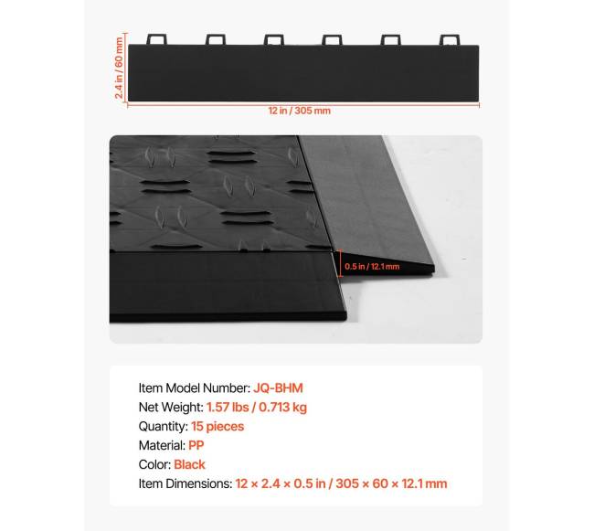 garažo grindų pereinamoji kraštų rinkinys, 15 vnt.6