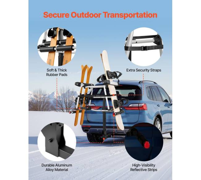 Ant automobilio montuojama slidžių ir snieglenčių laikiklis5