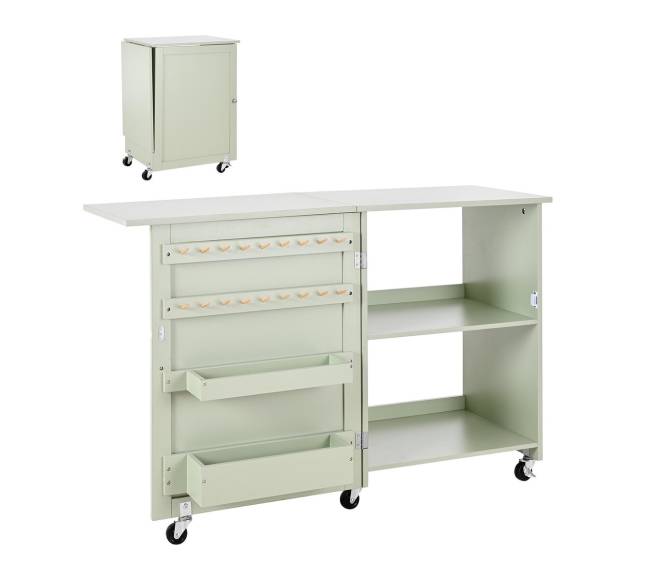 Sulankstomas siuvimo stalas su ratukais0