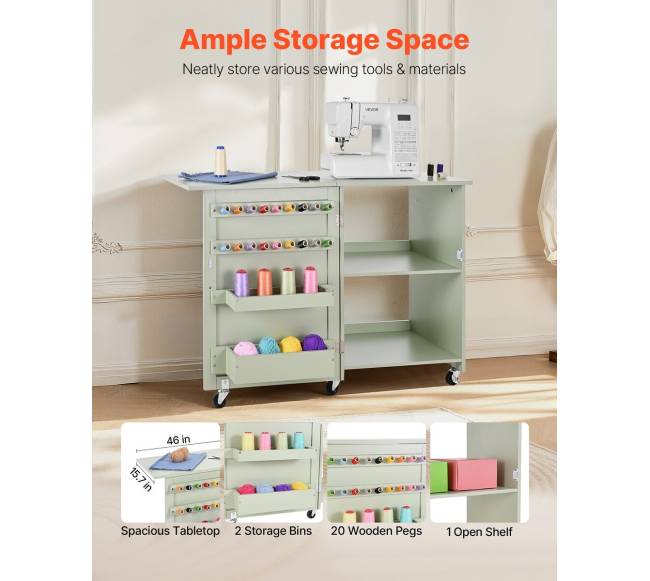 Sulankstomas siuvimo stalas su ratukais1