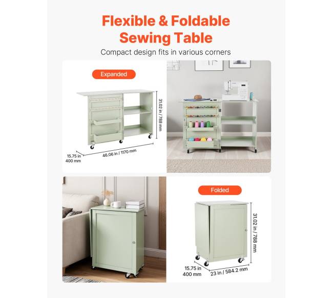 Sulankstomas siuvimo stalas su ratukais2