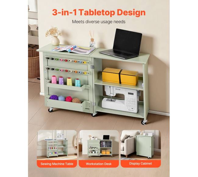 Sulankstomas siuvimo stalas su ratukais5