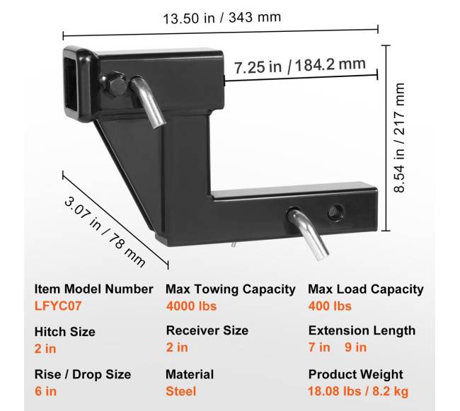 Priekabos kablys 2" su adapteriu6