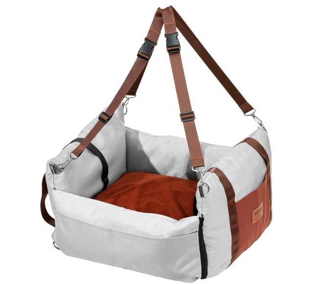 Pilkos spalvos šuns automobilinė kėdutė8