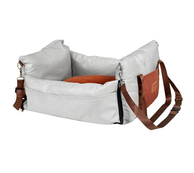 Pilkos spalvos šuns automobilinė kėdutė9