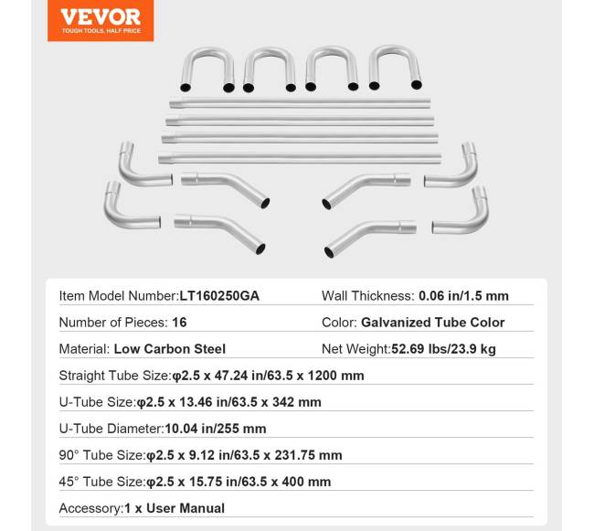 Išmetimo vamzdžių komplektas su 16 dalių jungtimis6