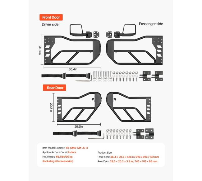 Jeep Wrangler JL 4 durų vamzdinės durys6