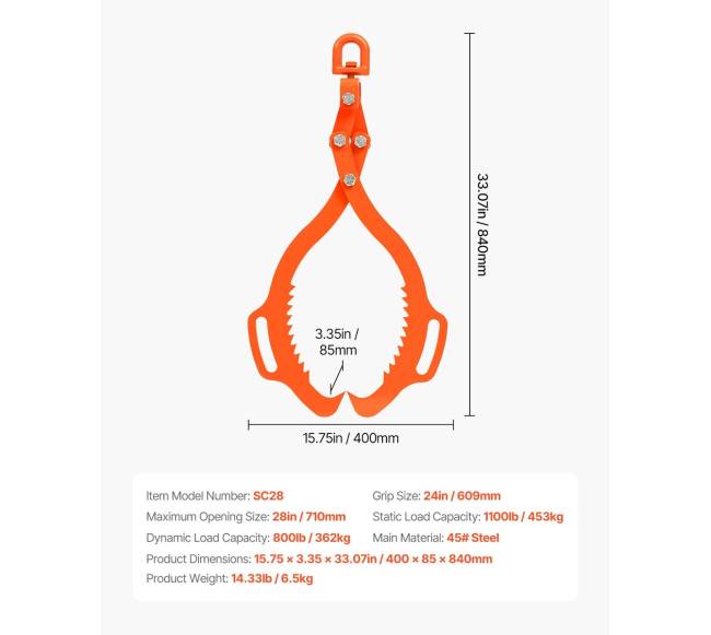 71 cm rąstukų kėlimo žnyplės 2 nagų6