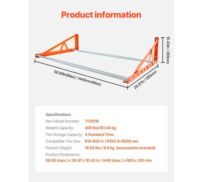 Sieninis ratų laikiklis 79–142 cm Q235 plienas6
