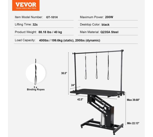 109 cm hidraulinis šunų kirpimo stalas6