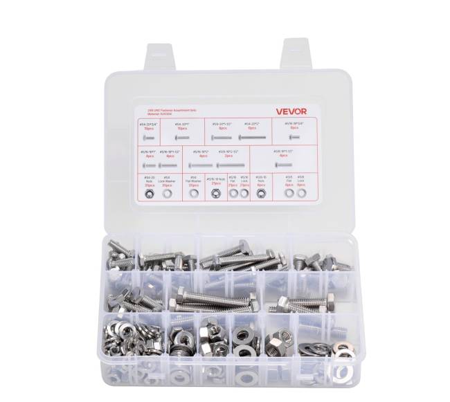 246 dalių veržlių ir varžtų rinkinys baldams0