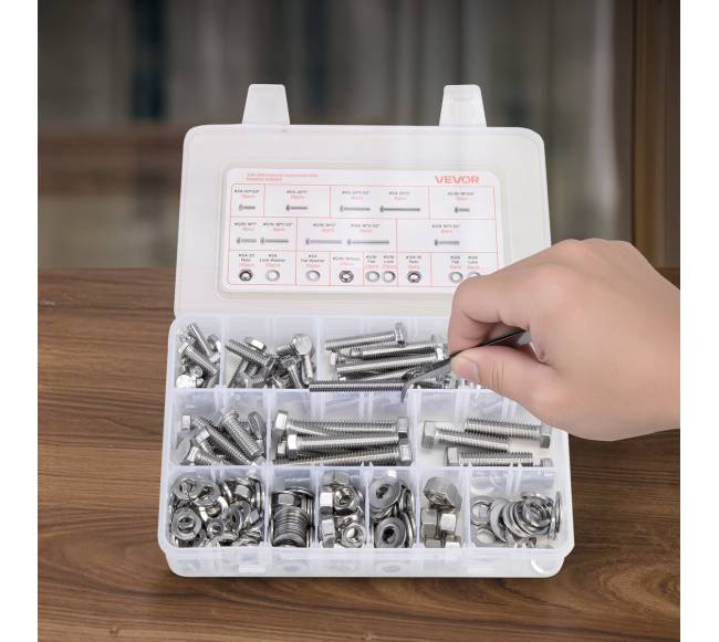 246 dalių veržlių ir varžtų rinkinys baldams7