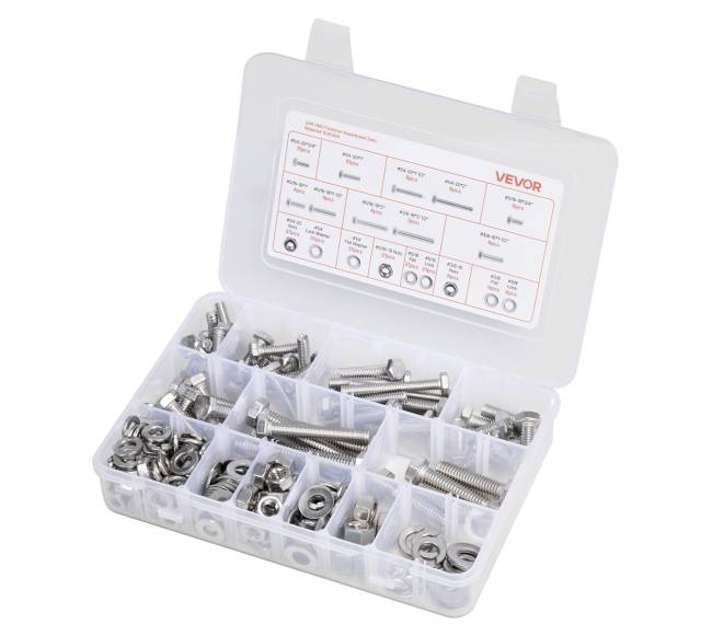 246 dalių veržlių ir varžtų rinkinys baldams8