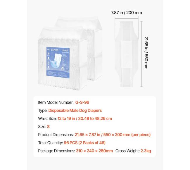 Vienkartinės šunų sauskelnės patinams S dydis 96 vnt6