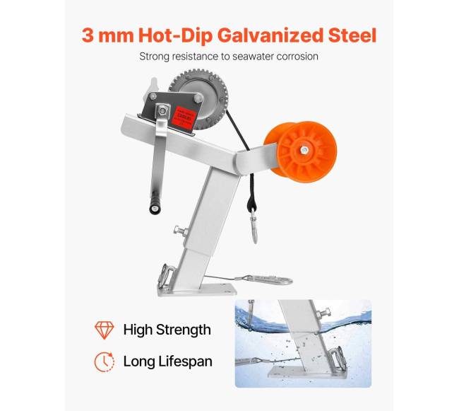 Laivų priekabos gervės laikiklis su ritiniu 544 kg2