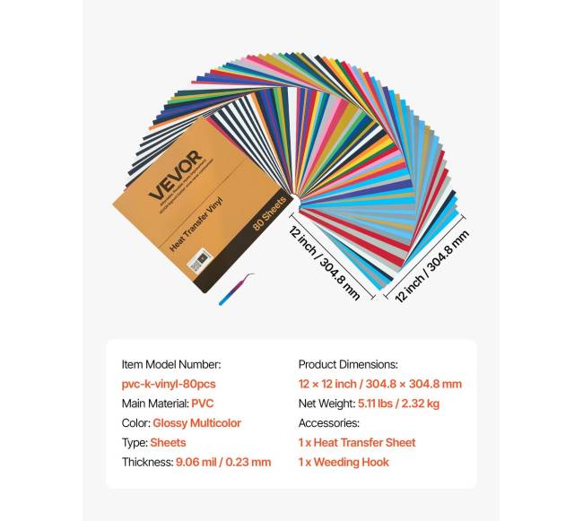 Šilumos perdavimo vinilo rinkinys 80 vnt.6