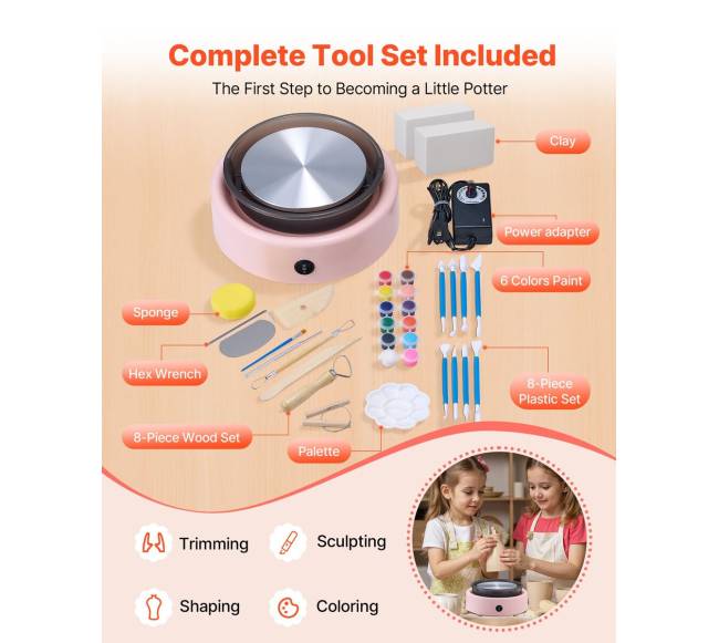 Rožinis mini keramikos ratas vaikams3