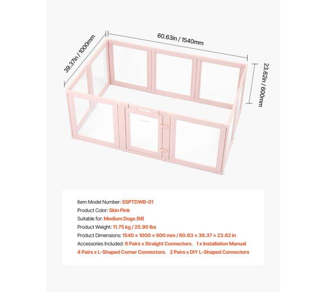 Šunų gimdybos aptvaras su langu, 154x100x60 cm6