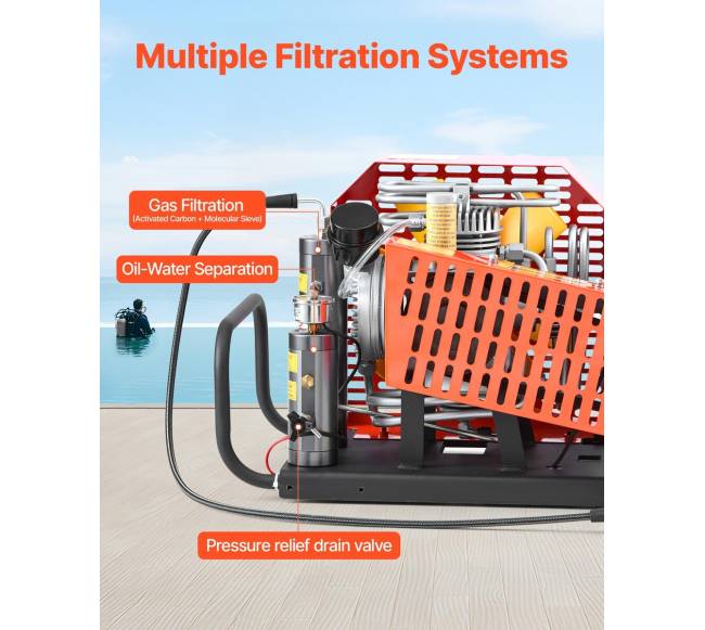 PCP oro kompresorius 4500PSI su keturiais cilindrais2